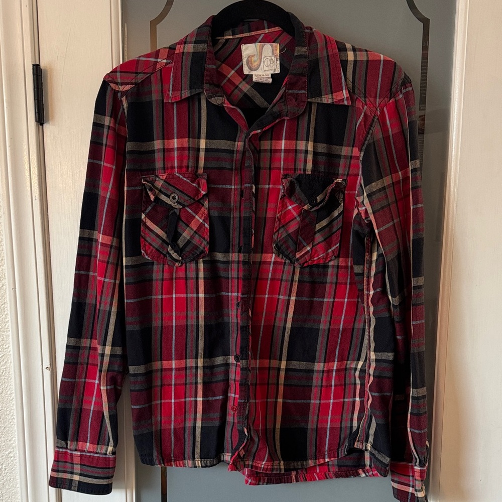 OP Red and Black Plaid Men's Button Down Shirt